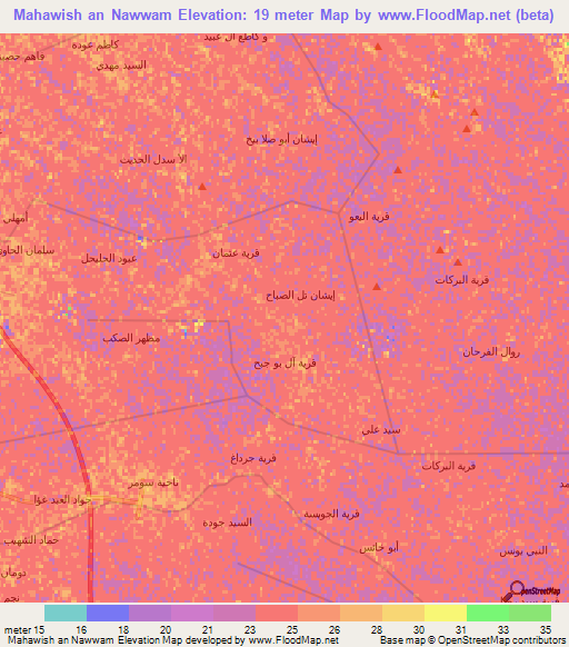 Mahawish an Nawwam,Iraq Elevation Map