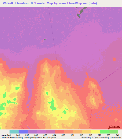 Witkalk,South Africa Elevation Map