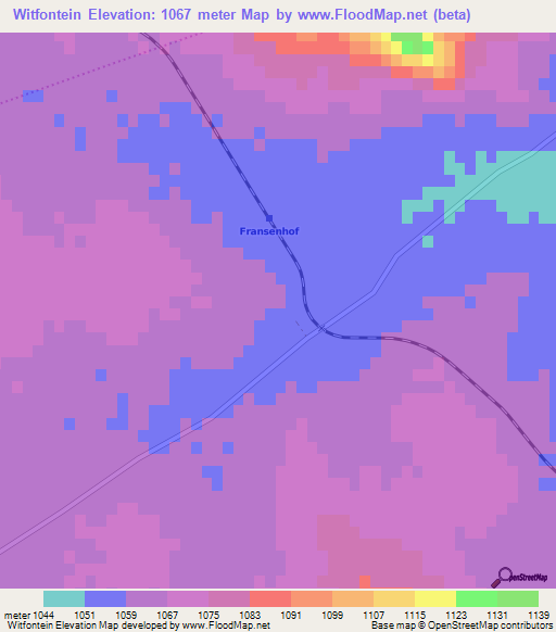 Witfontein,South Africa Elevation Map