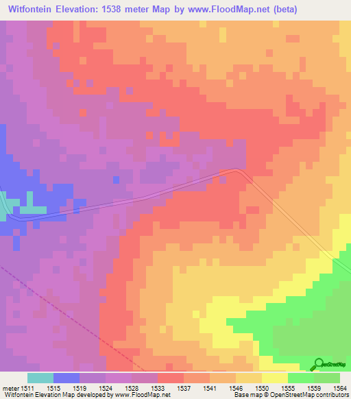 Witfontein,South Africa Elevation Map