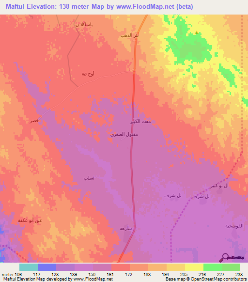 Maftul,Iraq Elevation Map