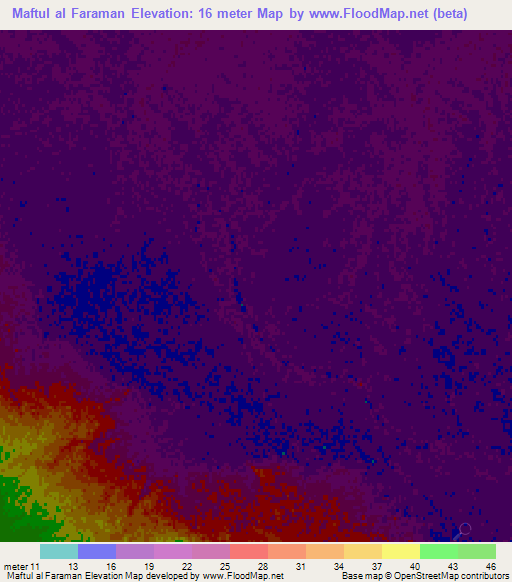 Maftul al Faraman,Iraq Elevation Map