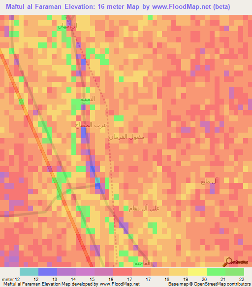 Maftul al Faraman,Iraq Elevation Map