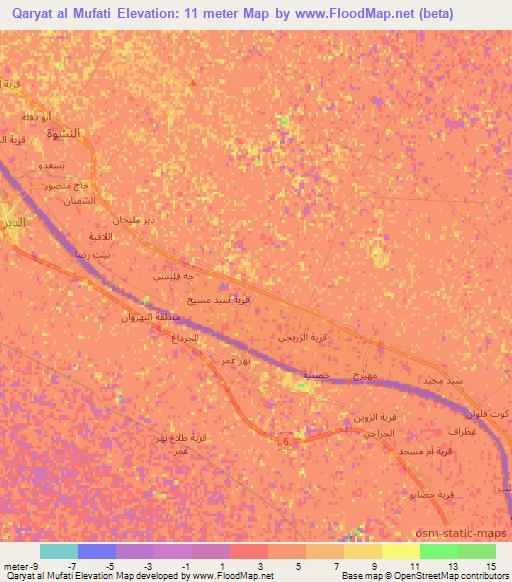 Qaryat al Mufati,Iraq Elevation Map