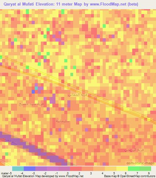 Qaryat al Mufati,Iraq Elevation Map