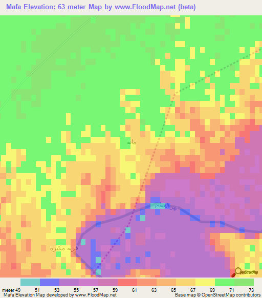 Mafa,Iraq Elevation Map