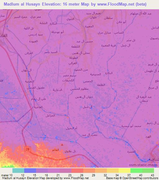 Madlum al Husayn,Iraq Elevation Map