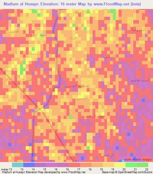 Madlum al Husayn,Iraq Elevation Map