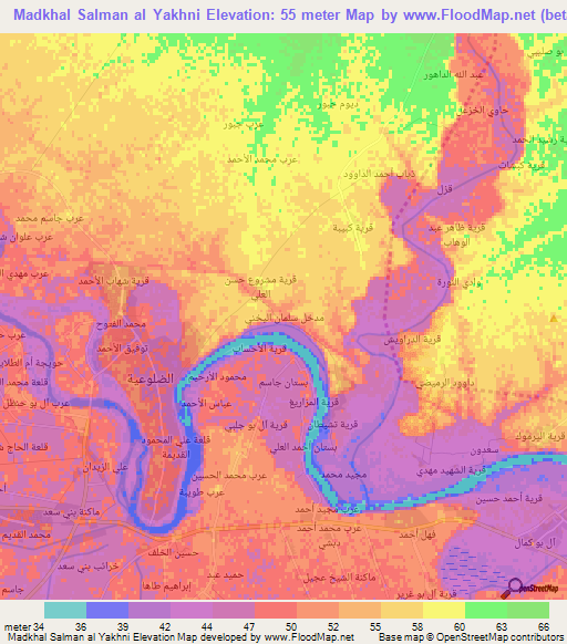 Madkhal Salman al Yakhni,Iraq Elevation Map