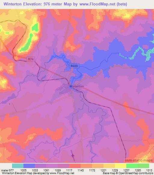 Winterton,South Africa Elevation Map