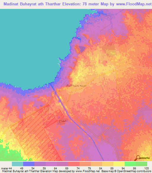 Madinat Buhayrat ath Tharthar,Iraq Elevation Map