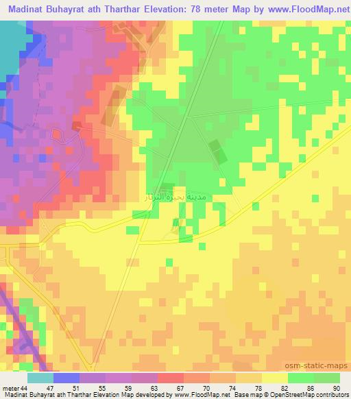 Madinat Buhayrat ath Tharthar,Iraq Elevation Map