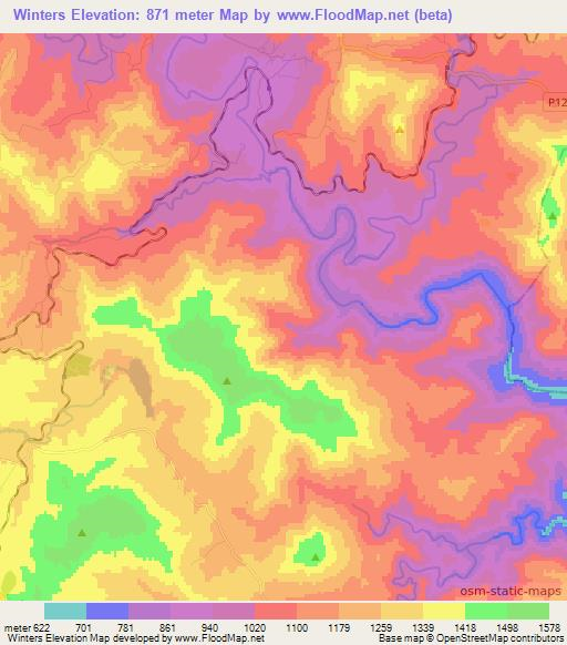 Winters,South Africa Elevation Map