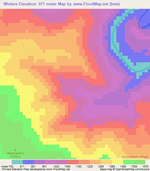 Winters,South Africa Elevation Map