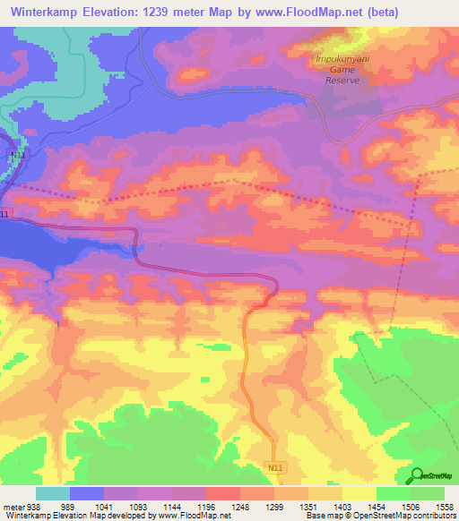 Winterkamp,South Africa Elevation Map