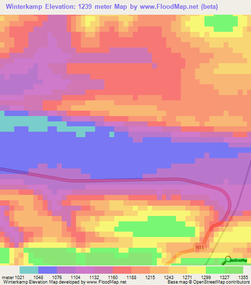 Winterkamp,South Africa Elevation Map