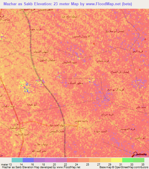 Mazhar as Sakb,Iraq Elevation Map