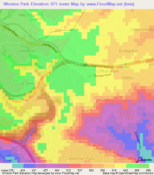 Winston Park,South Africa Elevation Map