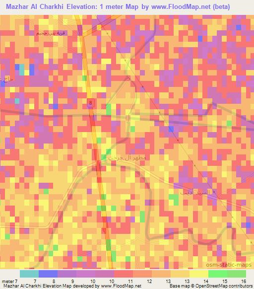 Mazhar Al Charkhi,Iraq Elevation Map