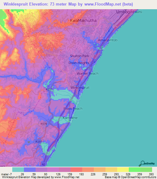 Winklespruit,South Africa Elevation Map