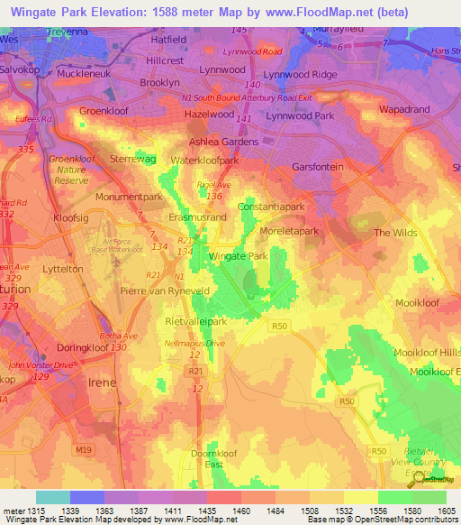 Wingate Park,South Africa Elevation Map