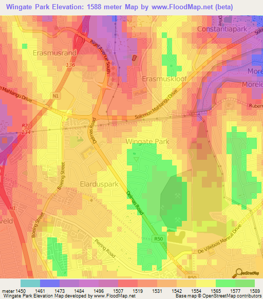 Wingate Park,South Africa Elevation Map