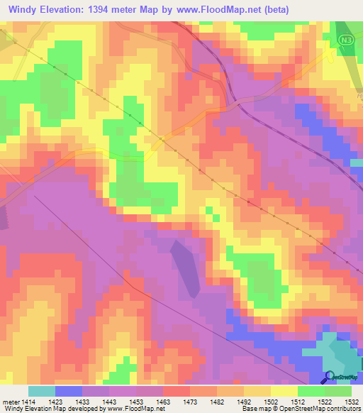 Windy,South Africa Elevation Map