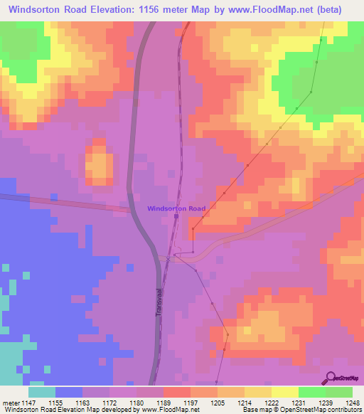 Windsorton Road,South Africa Elevation Map