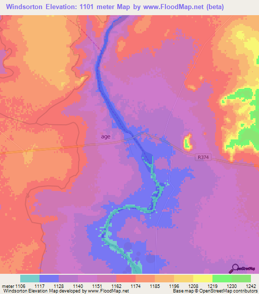 Windsorton,South Africa Elevation Map