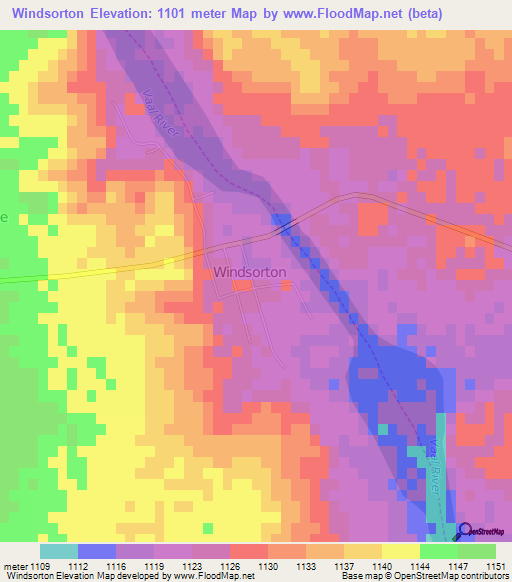 Windsorton,South Africa Elevation Map