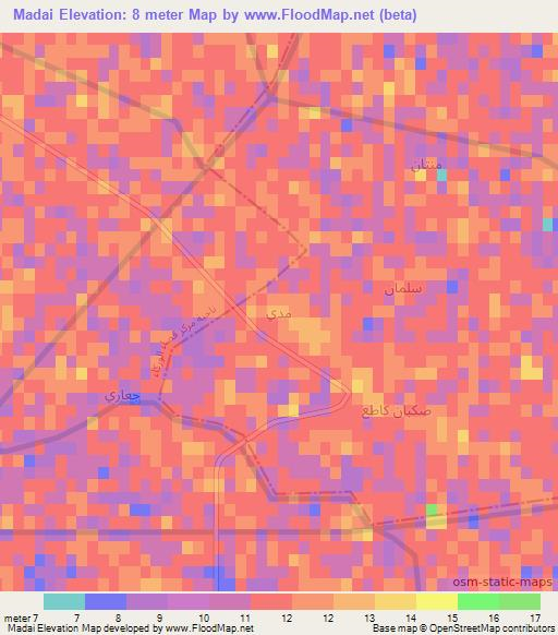 Madai,Iraq Elevation Map