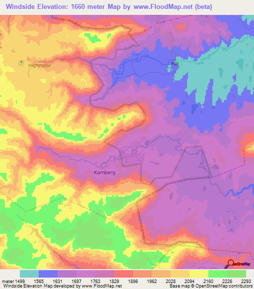 Windside,South Africa Elevation Map