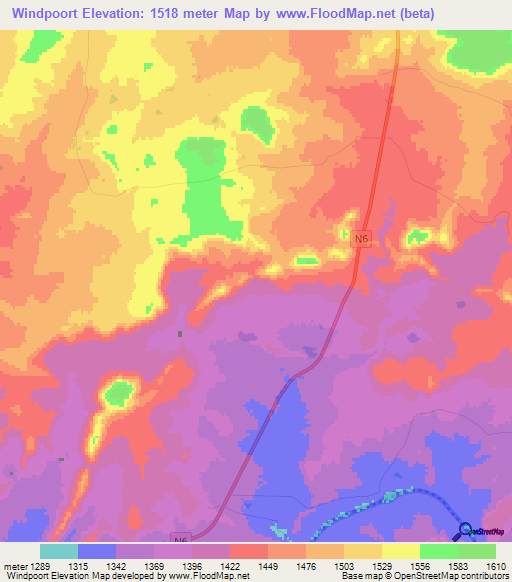 Windpoort,South Africa Elevation Map