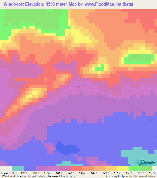 Windpoort,South Africa Elevation Map