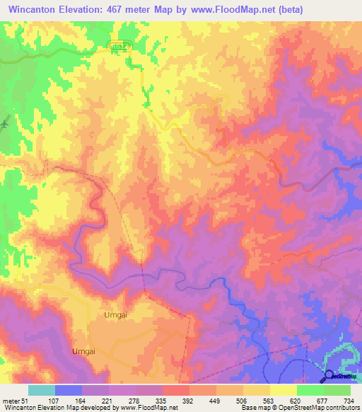 Wincanton,South Africa Elevation Map