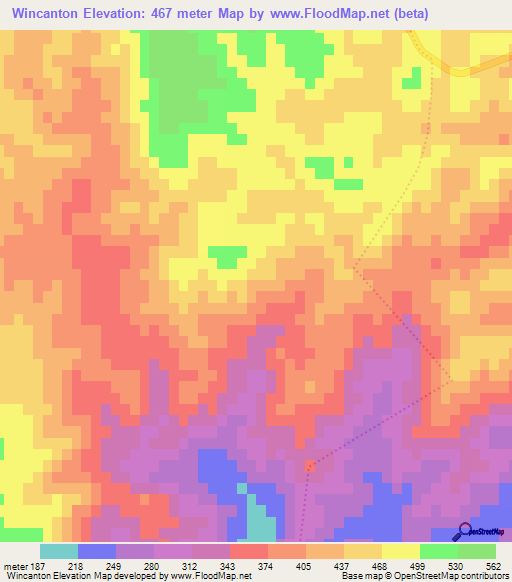 Wincanton,South Africa Elevation Map