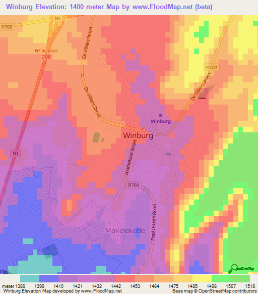 Winburg,South Africa Elevation Map