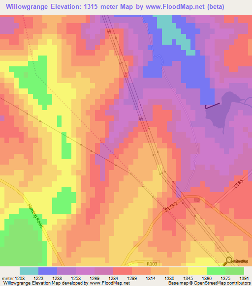 Willowgrange,South Africa Elevation Map