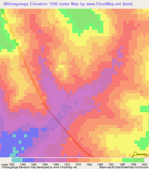 Willowgrange,South Africa Elevation Map