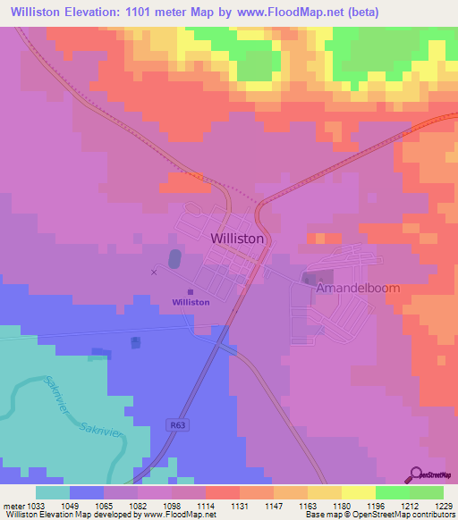 Williston,South Africa Elevation Map