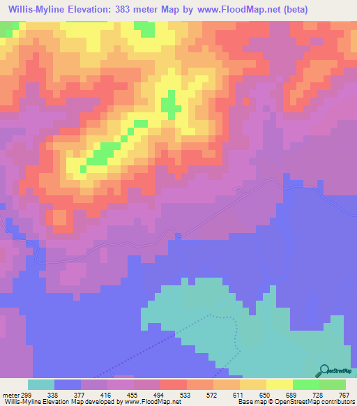 Willis-Myline,South Africa Elevation Map