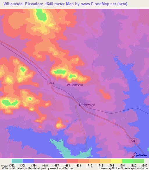 Willemsdal,South Africa Elevation Map