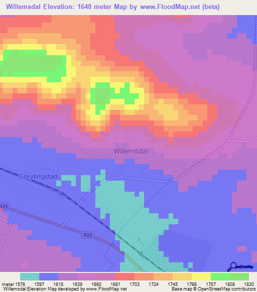 Willemsdal,South Africa Elevation Map