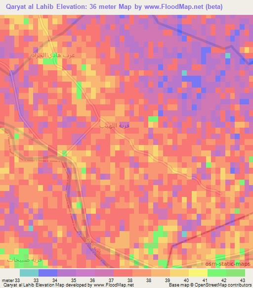 Qaryat al Lahib,Iraq Elevation Map