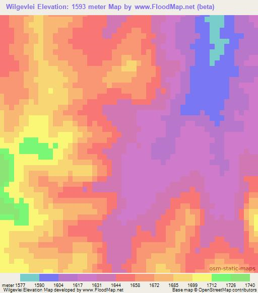 Wilgevlei,South Africa Elevation Map