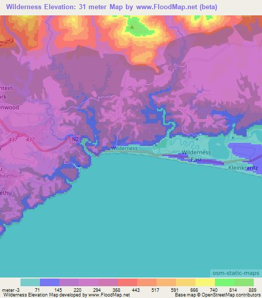 Wilderness,South Africa Elevation Map