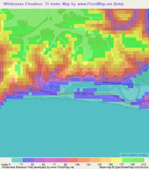 Wilderness,South Africa Elevation Map