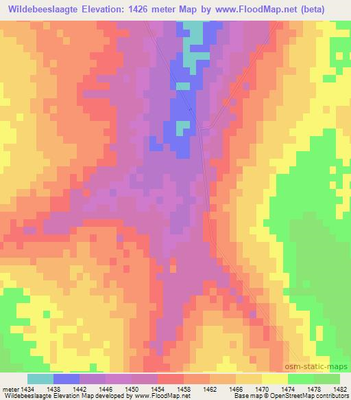 Wildebeeslaagte,South Africa Elevation Map