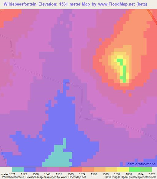 Wildebeesfontein,South Africa Elevation Map