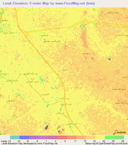 Larak,Iraq Elevation Map